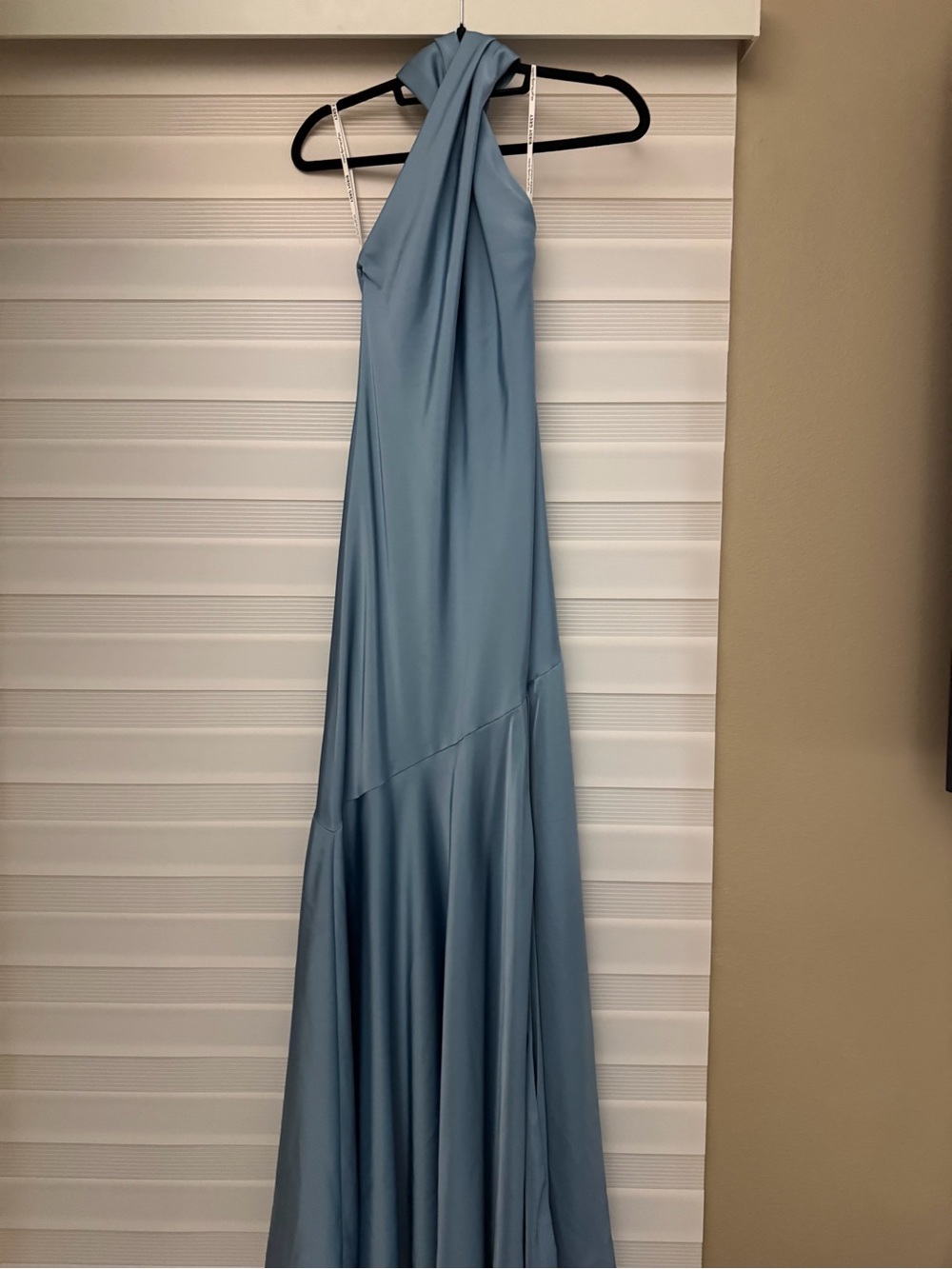 Azazie Light Blue Twist Halter Maxi Dress